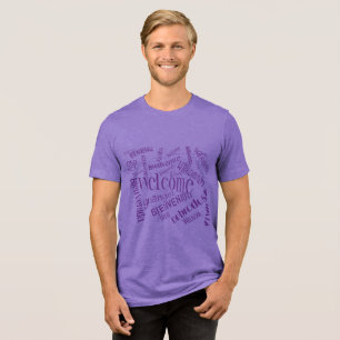 T-shirt En Tri-matière "Bienvenue" Dans Plusieurs Langues Violet