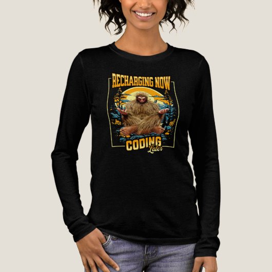 T-shirt En Tri-matière Bigfoot Programmeur Drôle Code Plus Tard Humour (Recto)