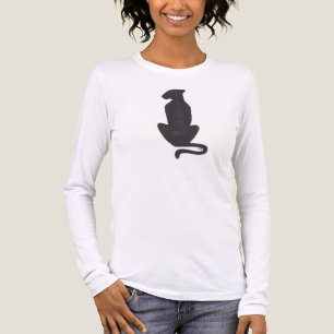 T-shirt En Tri-matière Black Cat Silhouette femme blanc à manches longues