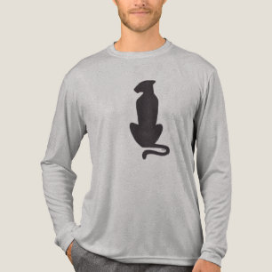 T-shirt En Tri-matière Black Cat Silhouette hommes gris chemise à manches
