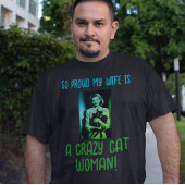 T-shirt En Tri-matière Black Green Blue Personnalisé Crazy Cat Femme
