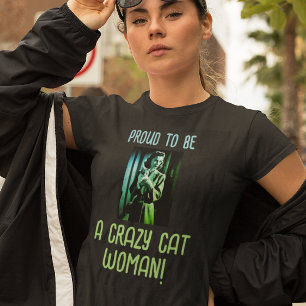 T-shirt En Tri-matière Black Green Blue Personnalisé Crazy Cat Femme