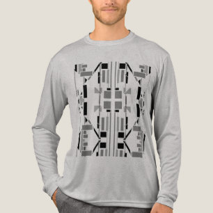 T-shirt En Tri-matière Black Grey Abstrait Electrode Formes Southwest Art