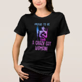 T-shirt En Tri-matière Black Rose Bleu Customisé Crazy Chat Femme (Recto)
