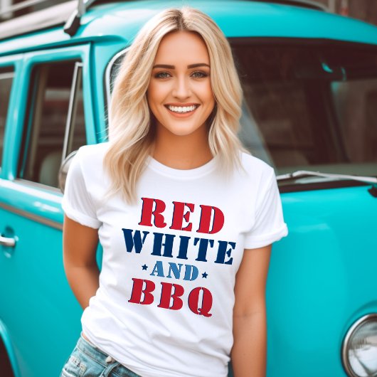 T-shirt En Tri-matière Blanc rouge et barbecue amusant 4 juillet femmes