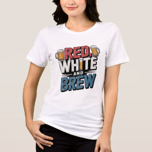 T-shirt En Tri-matière Blanc rouge et Gras brun