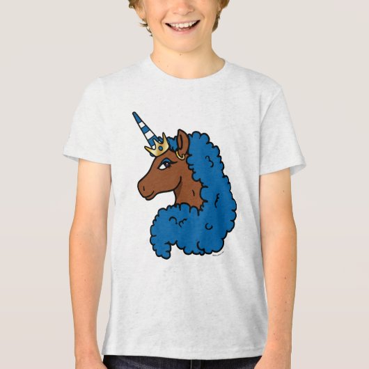 T-shirt En Tri-matière Bleu Afro Unicorn (Recto)