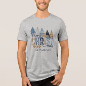 T-shirt En Tri-matière Bleu Arbres modernes Christian Jésus Nom de Noël (Recto)