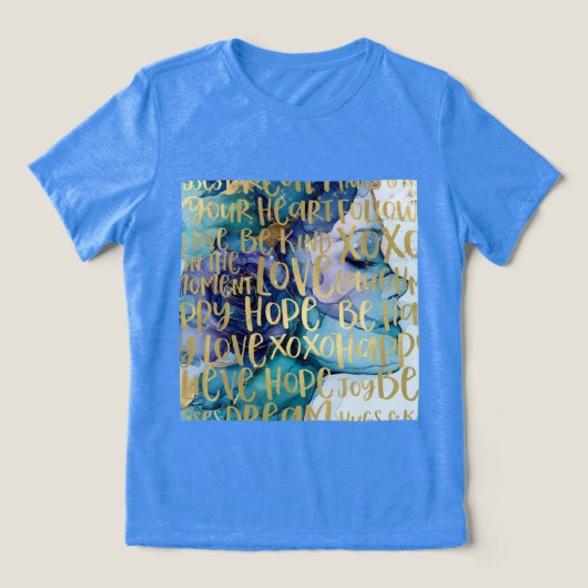T-shirt En Tri-matière Bleu Femme Face Or Citations Inspirationnelles (Design Recto)
