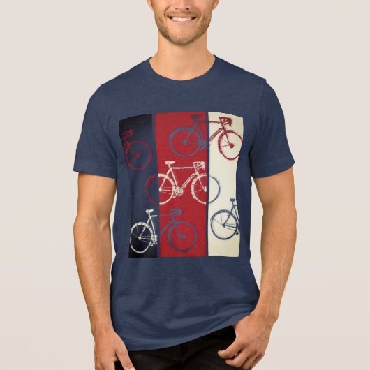 T-shirt En Tri-matière Bleu Rouge Vélos Graphique Style urbain (Recto)