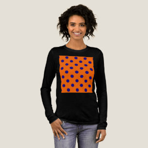 T-shirt En Tri-matière Bleu Sur Orange Pois Design Motif