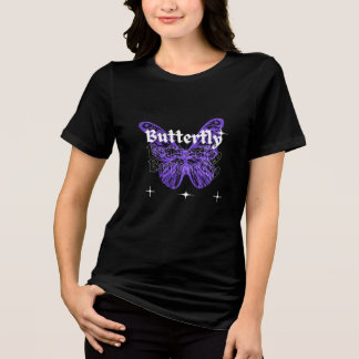 T-shirt En Tri-matière Bliss papillon pourpre - Elégant T-shirt noir pour