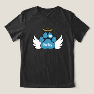 T-shirt En Tri-matière Blue Paw Angel Ailes Ajouter Nom Boy Dog Memorial