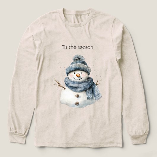 T-shirt En Tri-matière Blue Snowman Christmas (Motif devant)