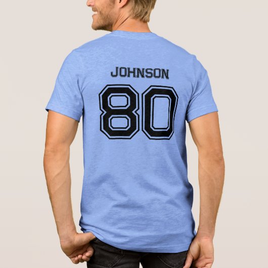 T-shirt En Tri-matière Blue Sports Team Personnalisé Nom, Numéro, Équipe (Verso)