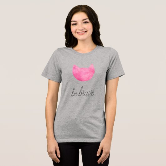 T-shirt En Tri-matière Blush Pink Ombre Chat Soyez Courageux (Recto plein)