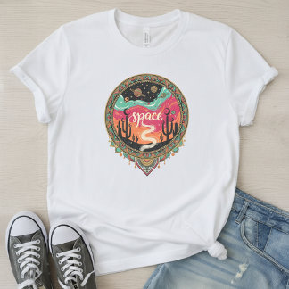 T-shirt En Tri-matière Boho Désert Cosmique Rétro