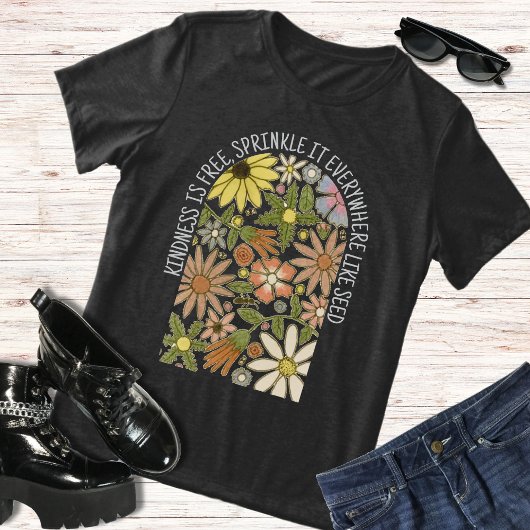 T-shirt En Tri-matière Boho Fleurs Sauvages La gentillesse Est Libre Prin