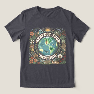 T-shirt En Tri-matière Boho Vintage Respectez Votre Mère Terre Amour de l