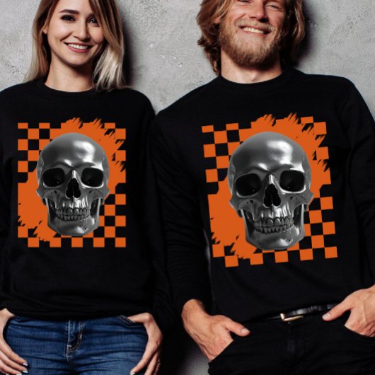 T-shirt En Tri-matière Bold Halloween Skull Checkerboard