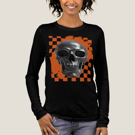 T-shirt En Tri-matière Bold Halloween Skull Checkerboard  (Recto)