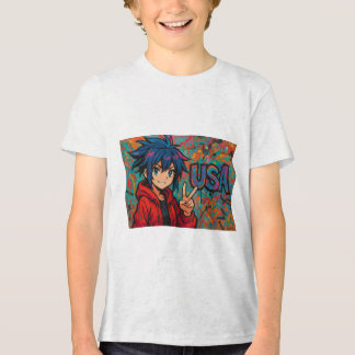 T-shirt En Tri-matière Bold Red Anime USA Graphic T-Shirt