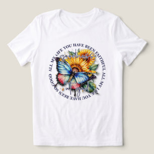 T-shirt En Tri-matière Bonté à Dieu Citation avec papillon et tournesol