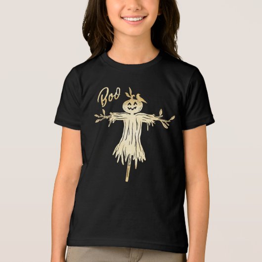 T-shirt En Tri-matière BOO ! Éffrayant et amusant Black Scarecrow Hallowe (Recto)