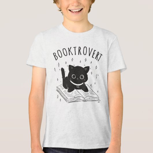 T-shirt En Tri-matière Booktrovert chat avec livre et étoiles (Recto)