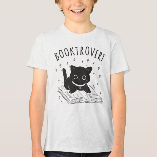 T-shirt En Tri-matière Booktrovert chat avec livre et étoiles (Recto)