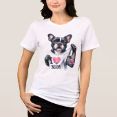 T-shirt En Tri-matière Boston Terrier I 💗 T-shirt femme maman (Recto)