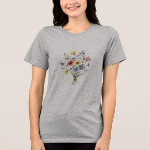T-shirt En Tri-matière Bouquet de prairie d'été vibrant Clipart aux bords