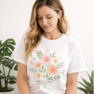 T-shirt En Tri-matière Bouquet Floral Pastel Minimaliste
