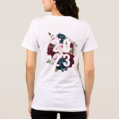 T-shirt En Tri-matière Bourgogne & Bleu Elégant Aquarelle Fleurs Grad (Verso)