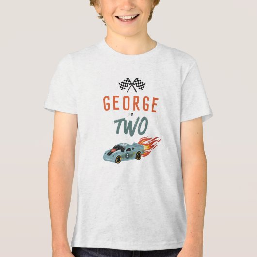 T-shirt En Tri-matière Boys Two Fast 2nd Birthday Racing (Recto)