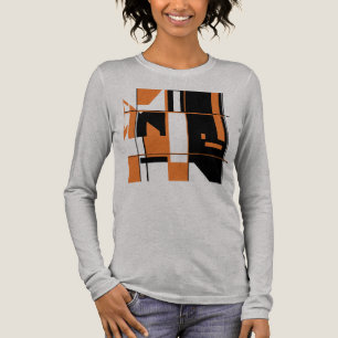 T-shirt En Tri-matière Bright Orange Noir Art Abstrait Conception du Jeu