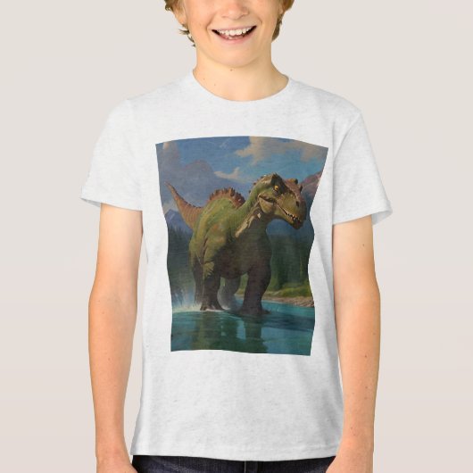 T-shirt En Tri-matière Brontosaurus à la canne et plaisir fluvial (Recto)