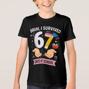 T-shirt En Tri-matière Bruh j'ai survécu 67 jours d'école