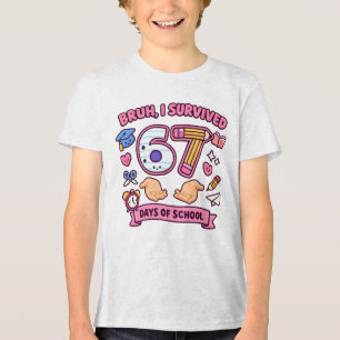 T-shirt En Tri-matière Bruh j'ai survécu 67 jours d'école