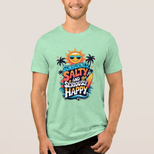 T-shirt En Tri-matière Brûlé, Salé et Heureux – Vibes Rétro de Plage