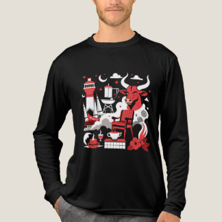 T-shirt En Tri-matière Bull avec chaise et café dans la mer