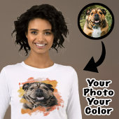 T-shirt En Tri-matière Bulldog ou votre photo Grunge Chien Maman
