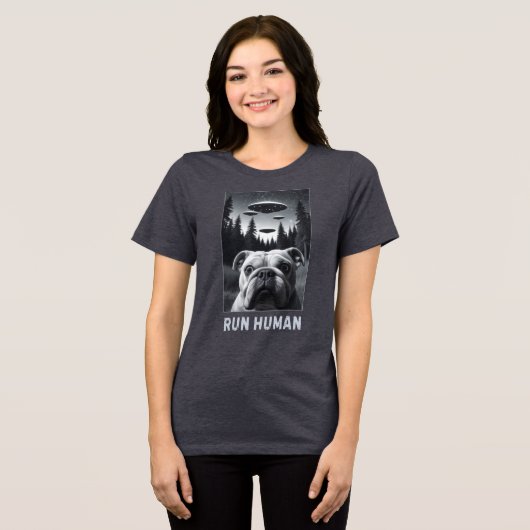 T-shirt En Tri-matière Bulldog Selfie UFO Fun Quirky Cadeau (Recto plein)