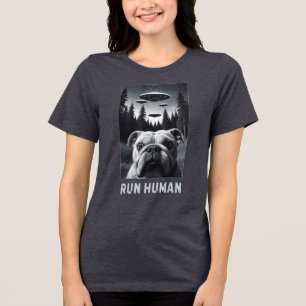 T-shirt En Tri-matière Bulldog Selfie UFO Fun Quirky Cadeau