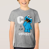 T-shirt En Tri-matière C est pour Cookie Monster | Ajouter Votre Nom (Recto)