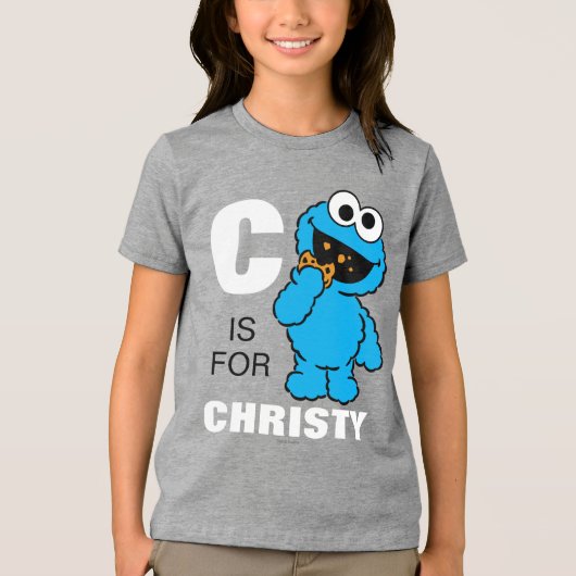 T-shirt En Tri-matière C est pour Cookie Monster | Ajouter Votre Nom (Recto)