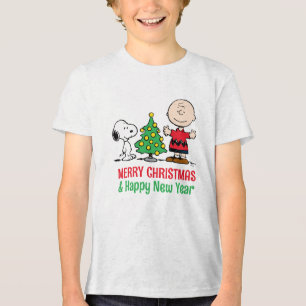 T-shirt En Tri-matière cacahuètes   Snoopy & Charlie Arbre de Noël Brown