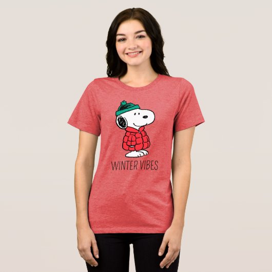 T-shirt En Tri-matière cacahuètes | Snoopy Chat d'hiver et Casquette (Recto plein)