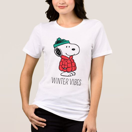 T-shirt En Tri-matière cacahuètes | Snoopy Chat d'hiver et Casquette (Recto)