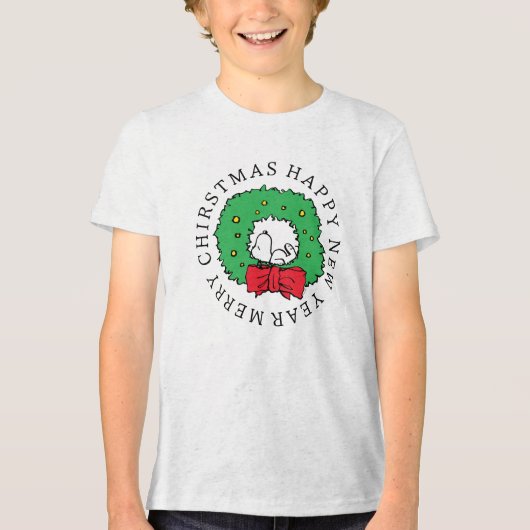 T-shirt En Tri-matière cacahuètes | Snoopy Christmas Wreath (Recto)